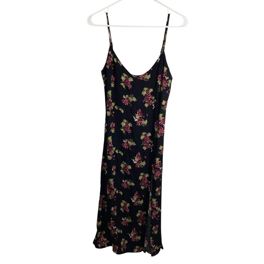 Reformation Black-Multi Grape Print Crimini Slip Dress